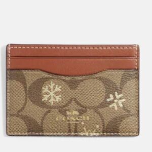 Coach Signature Snowflake Holiday Card Holder in Brown & Kkaki